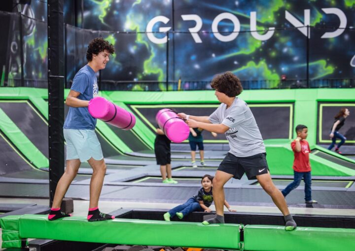 Kids playing dodgeball at Ground Control Las Colinas in Irving, TX