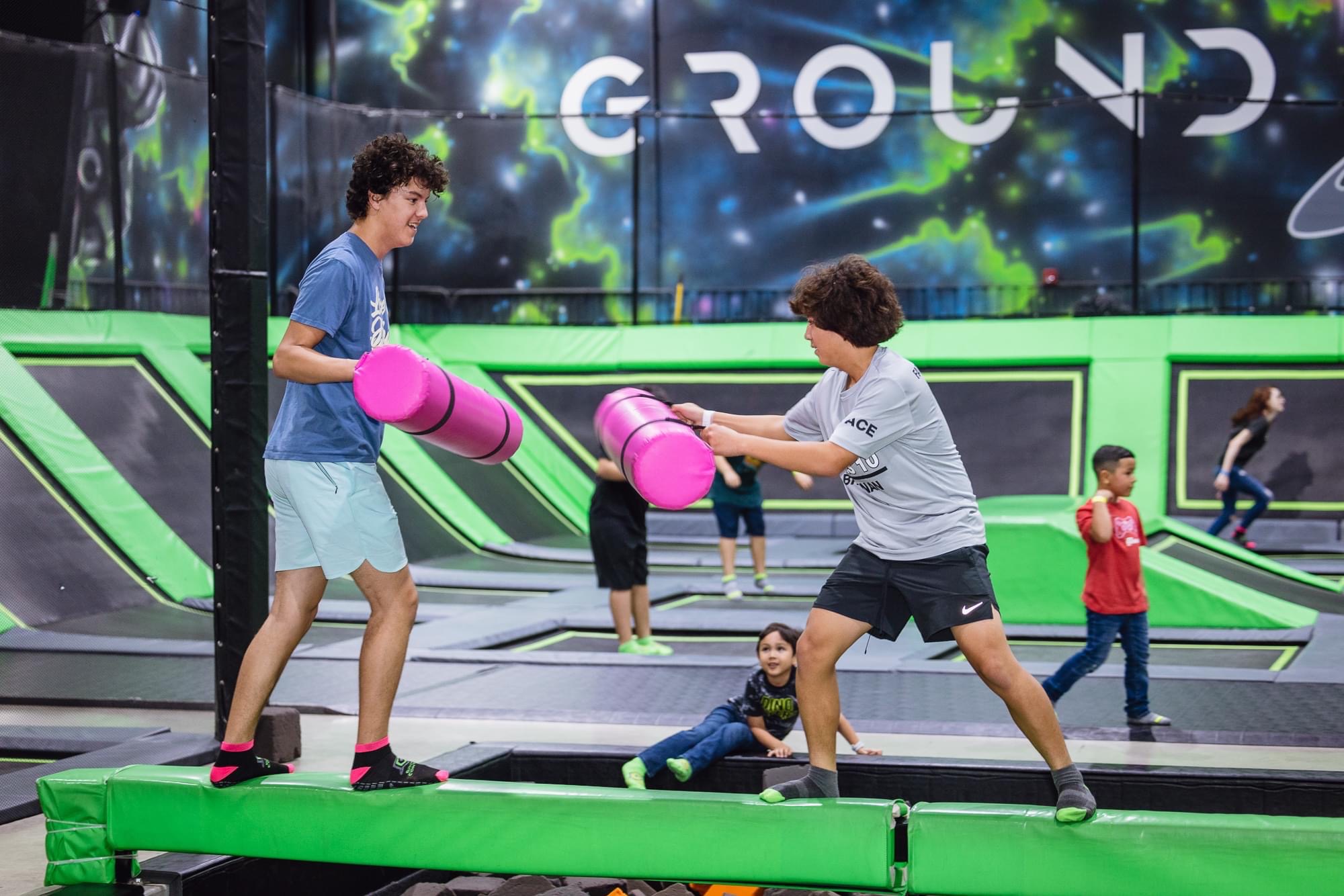 Kids playing dodgeball at Ground Control Las Colinas in Irving, TX